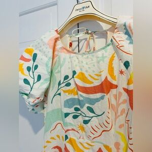 Oliver Bonas Puff Sleeve Linen Maxi Dress